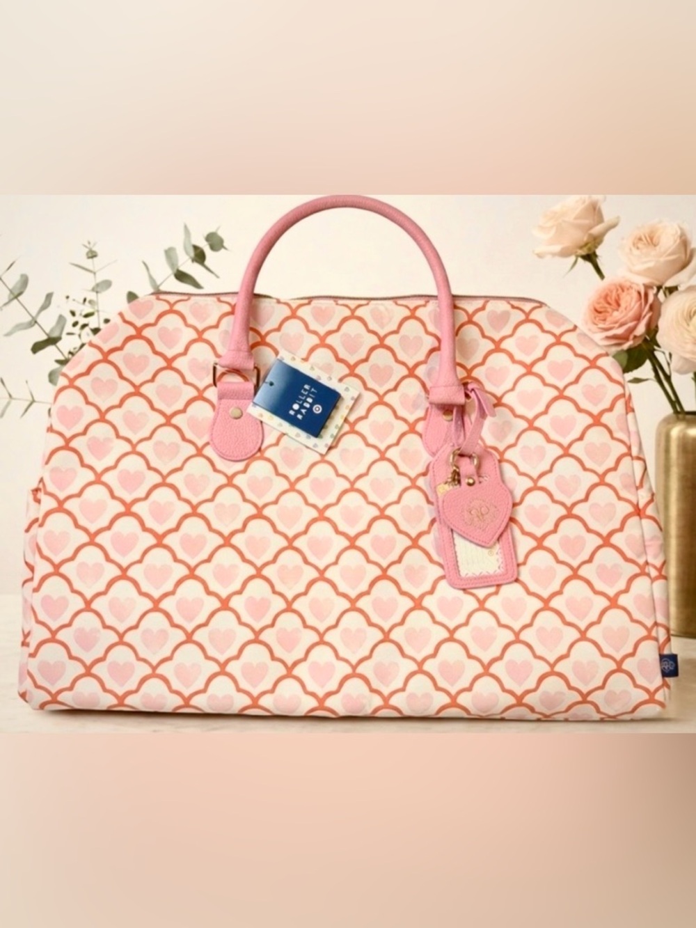 SOLD OUT Roller Rabbit x Target Geo Hearts Pink Duffel Bag Double NWT